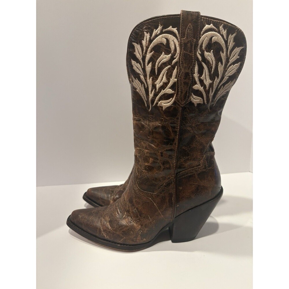 Dan Post DP4322 Women's Brown Teal Leather Cowboy Western Boots Size 7 M Vintage